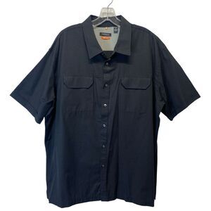 Van Heusen Traveler Shirt Men's Size XXL Black Short Sleeve Casual Minimalist